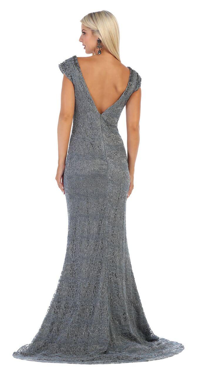 Long Cap Sleeve Plus Size Formal Prom Dress - The Dress Outlet May Queen