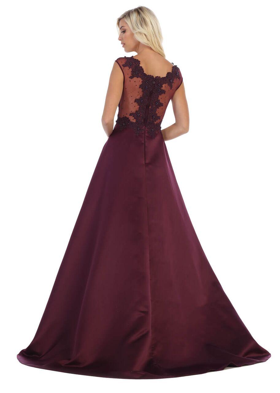 Long Cap Sleeve Prom Dress Ball Gown with Pockets - The Dress Outlet May Queen