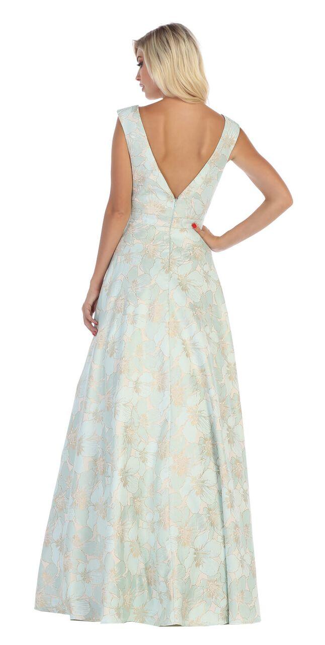 Long Cap Sleeve Prom Dress Ball Gown with Pockets - The Dress Outlet May Queen