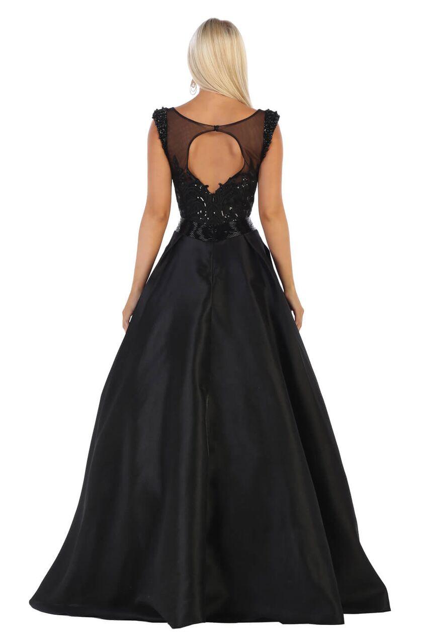 Long Cap Sleeve Prom Dress Ball Gown with Pockets - The Dress Outlet May Queen