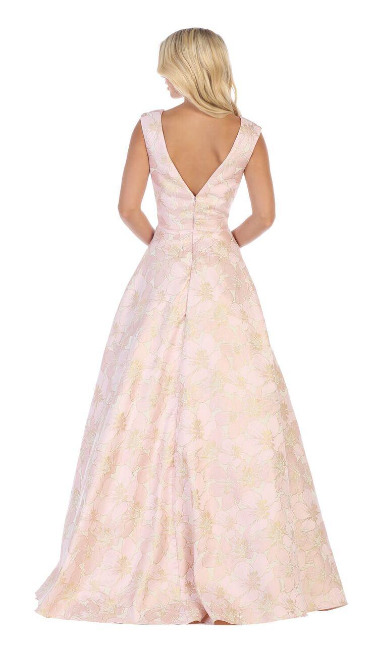 Long Cap Sleeve Prom Dress Ball Gown with Pockets - The Dress Outlet May Queen
