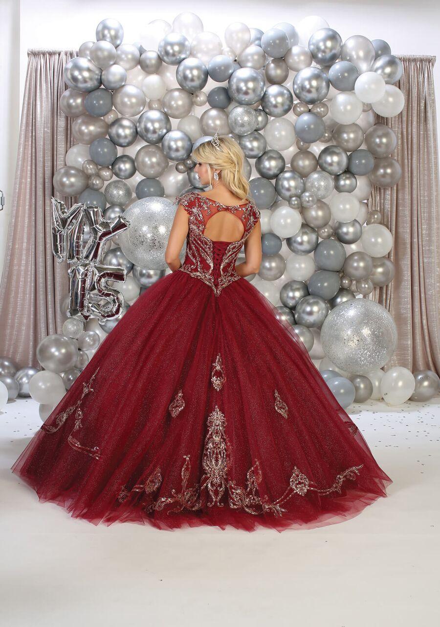 Long Cap Sleeve Quinceanera Sweet 16 Dress - The Dress Outlet May Queen