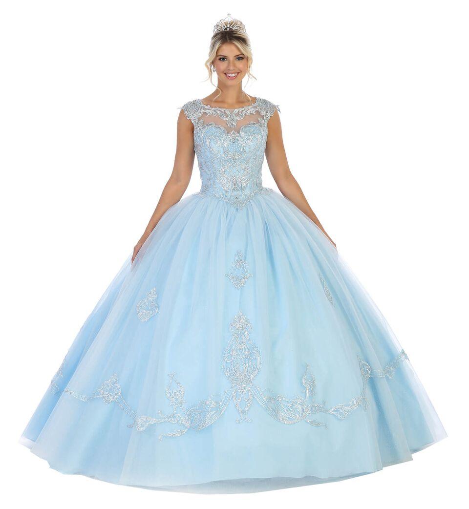 Long Cap Sleeve Quinceanera Sweet 16 Dress - The Dress Outlet May Queen