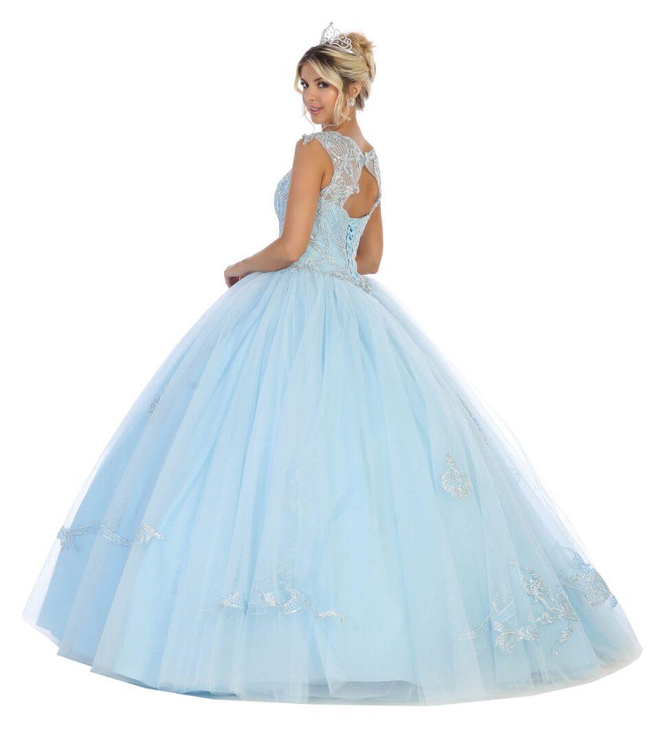 Long Cap Sleeve Quinceanera Sweet 16 Dress - The Dress Outlet May Queen