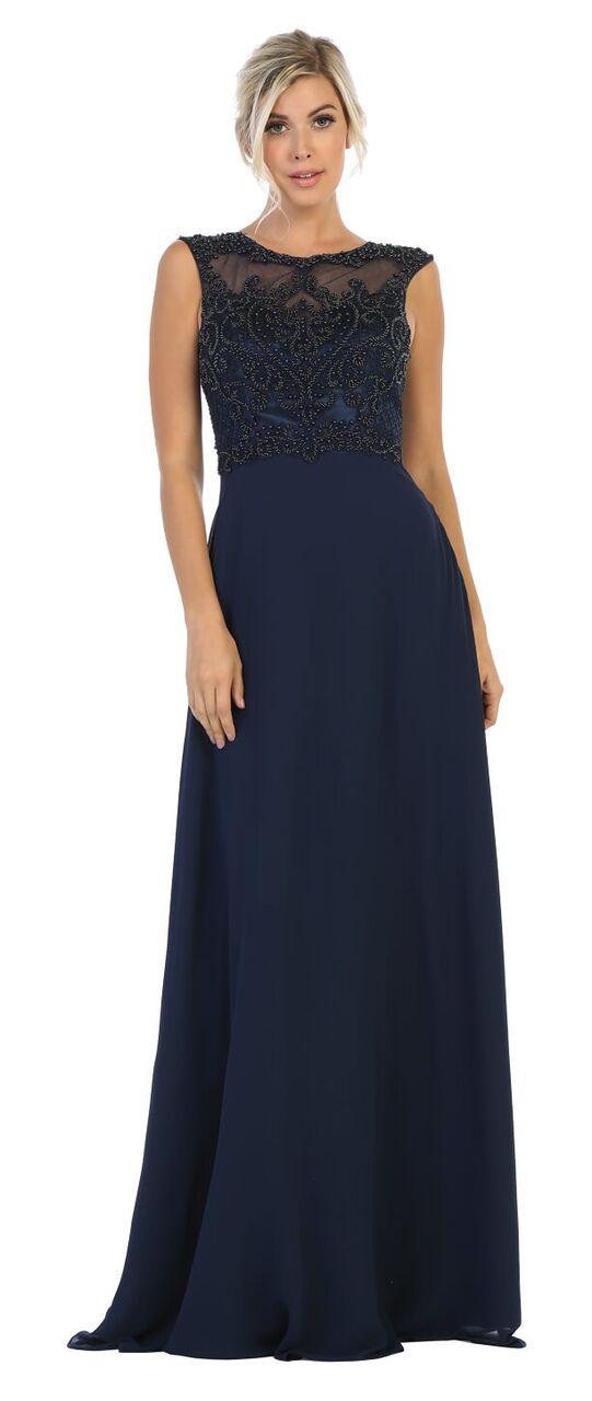 Long Chiffon Cap Sleeve Plus Size Formal Prom Dress - The Dress Outlet May Queen