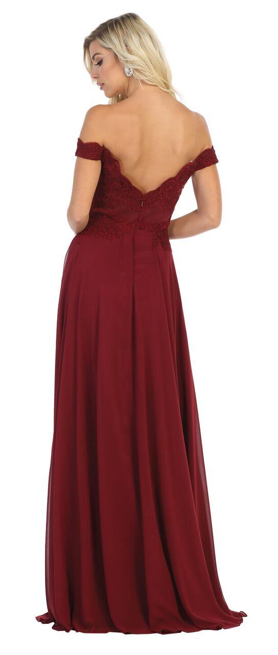 Long Chiffon Off The Shoulder Plus Size Formal Prom Dress - The Dress Outlet May Queen