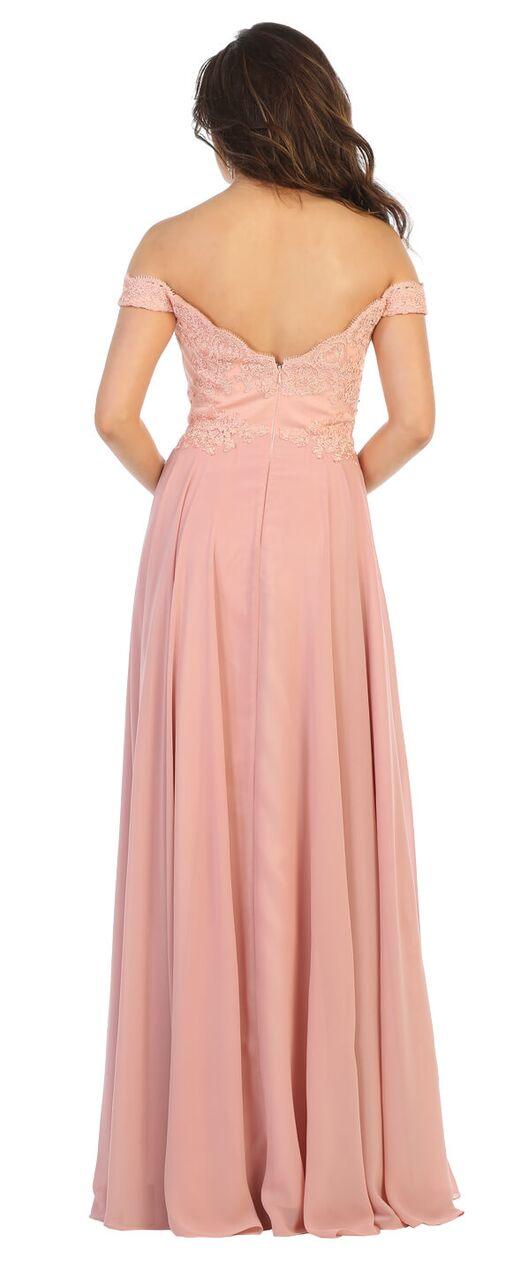 Long Chiffon Off The Shoulder Plus Size Formal Prom Dress - The Dress Outlet May Queen