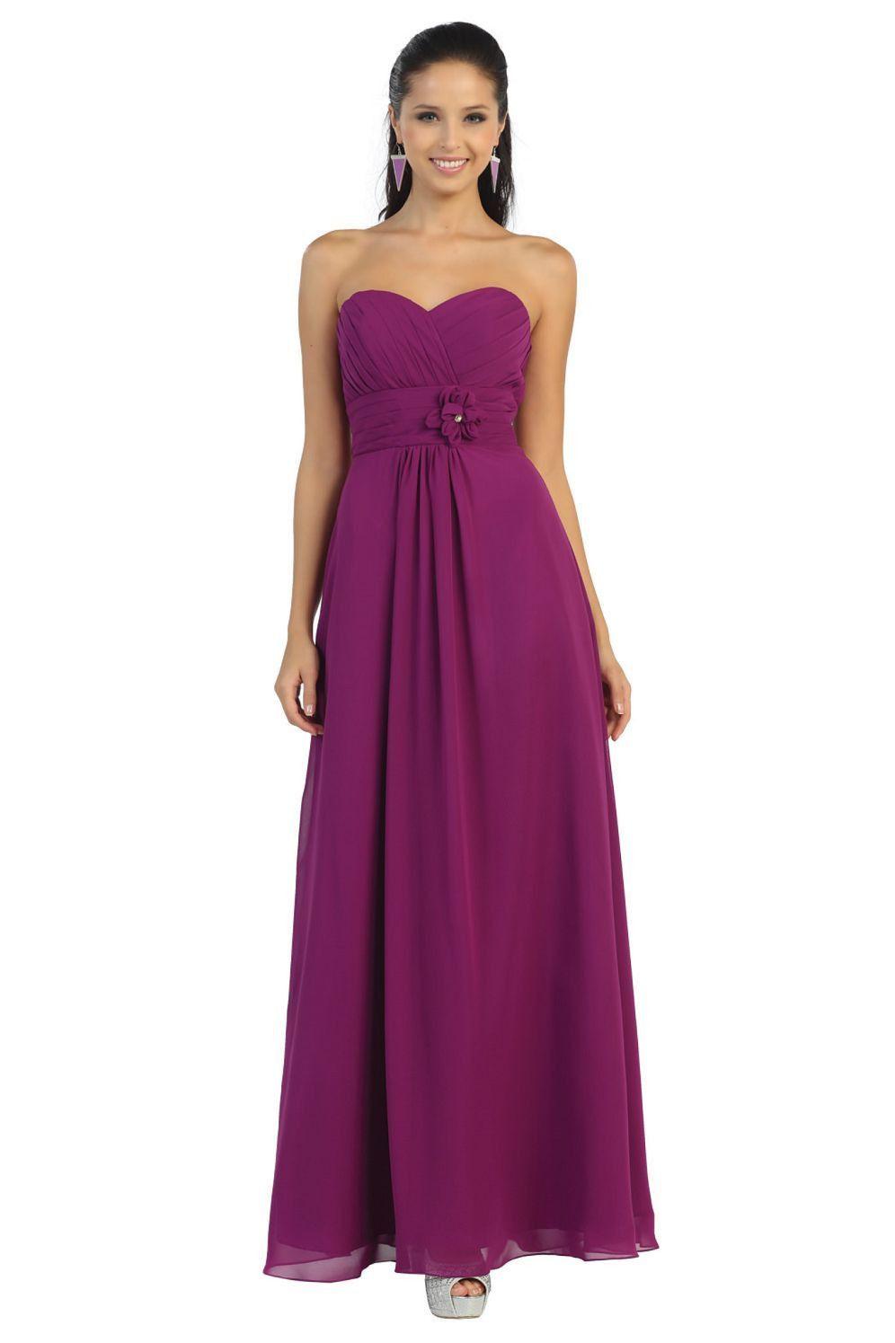 Long Chiffon Plus Size Bridesmaid Formal Evening Dress - The Dress Outlet May Queen