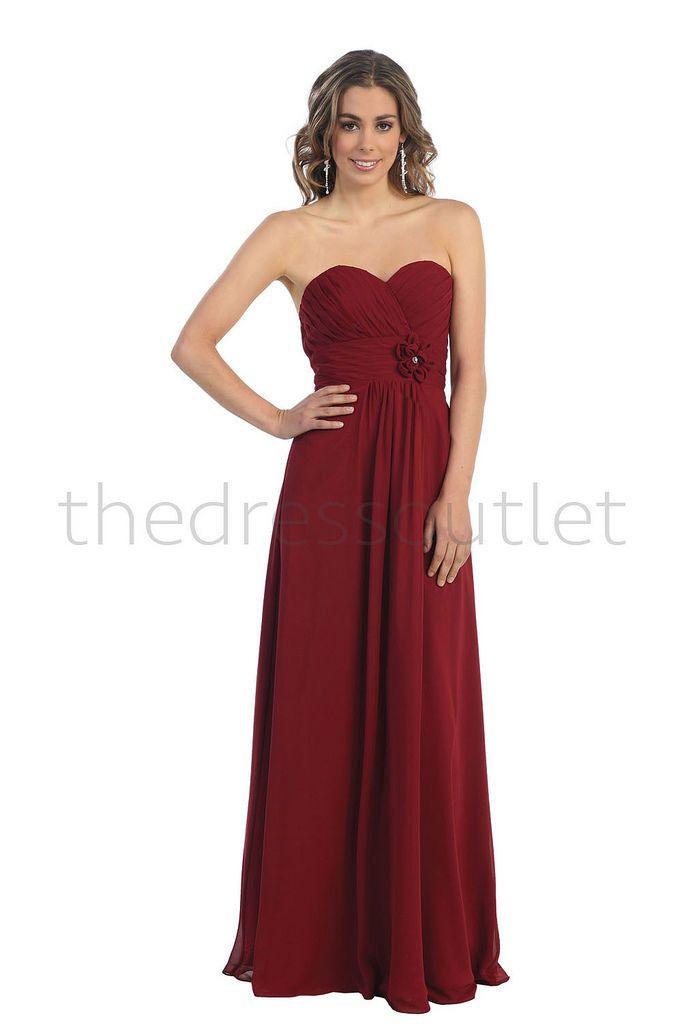 Long Chiffon Plus Size Bridesmaid Formal Evening Dress - The Dress Outlet May Queen