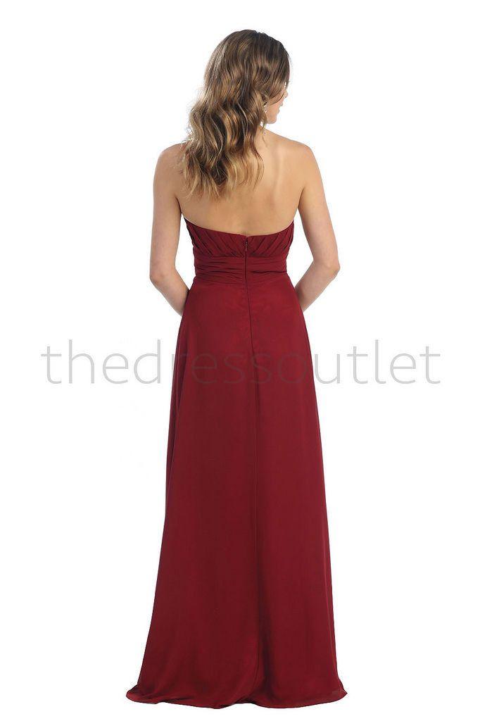 Long Chiffon Plus Size Bridesmaid Formal Evening Dress - The Dress Outlet May Queen