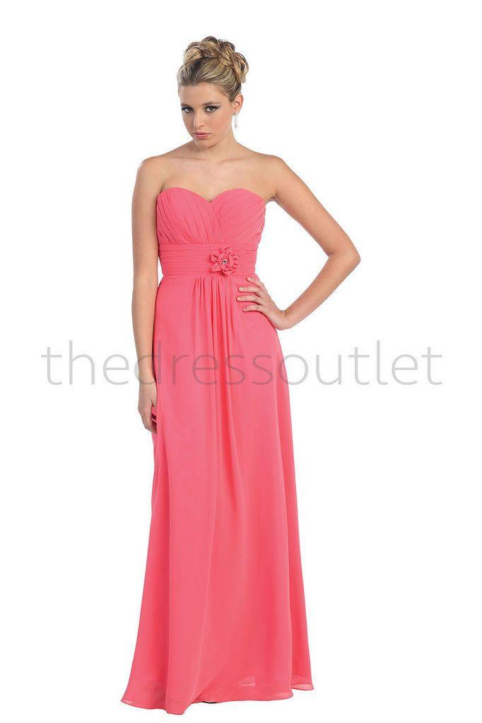 Long Chiffon Plus Size Bridesmaid Formal Evening Dress - The Dress Outlet May Queen