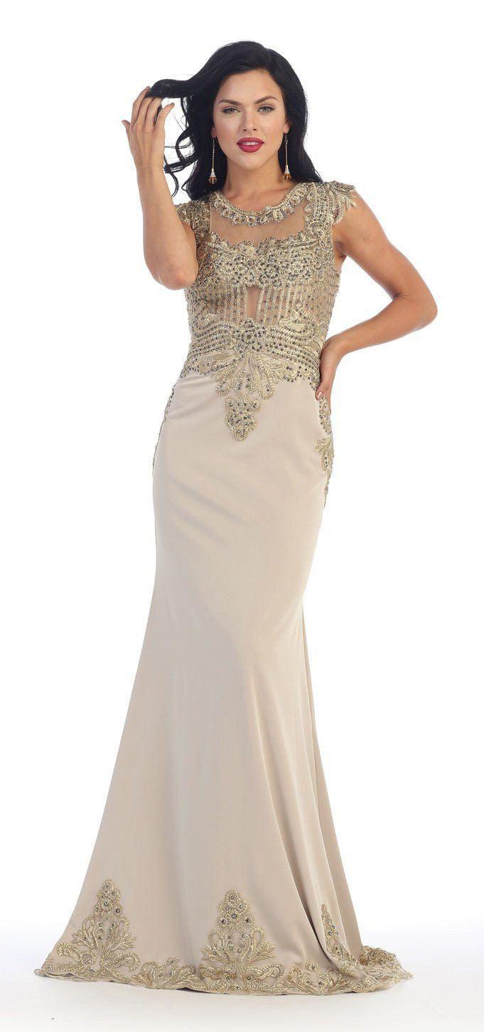 Long Couture Plus Size Formal Prom Dress - The Dress Outlet May Queen