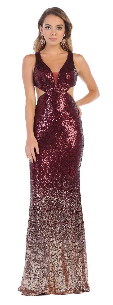 Long Cutout Sexy Fully Sequins Prom Dress - The Dress Outlet May Queen