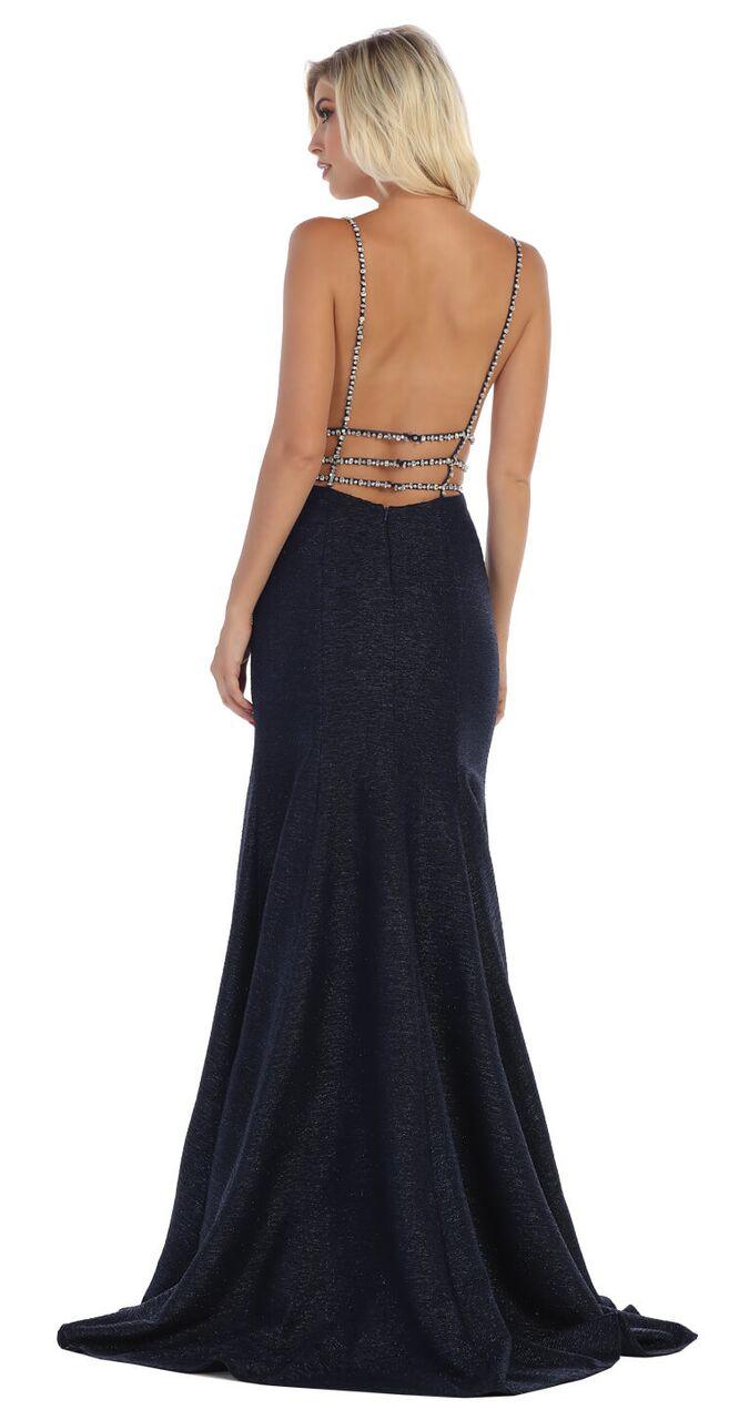 Long Deep Open Back Prom Dress - The Dress Outlet May Queen