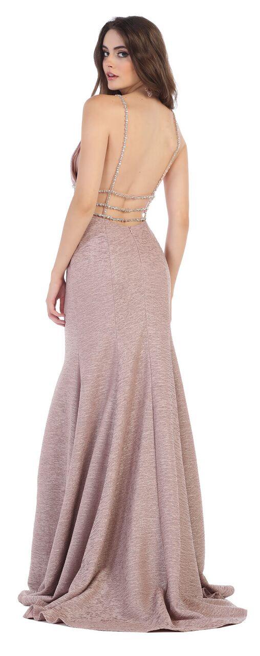 Long Deep Open Back Prom Dress - The Dress Outlet May Queen