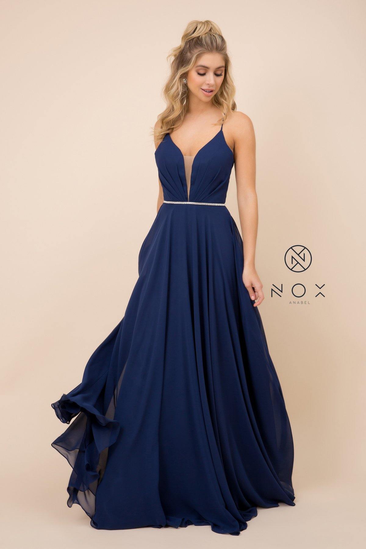 Long Deep V-Neck Dress Prom Dress - The Dress Outlet Nox Anabel