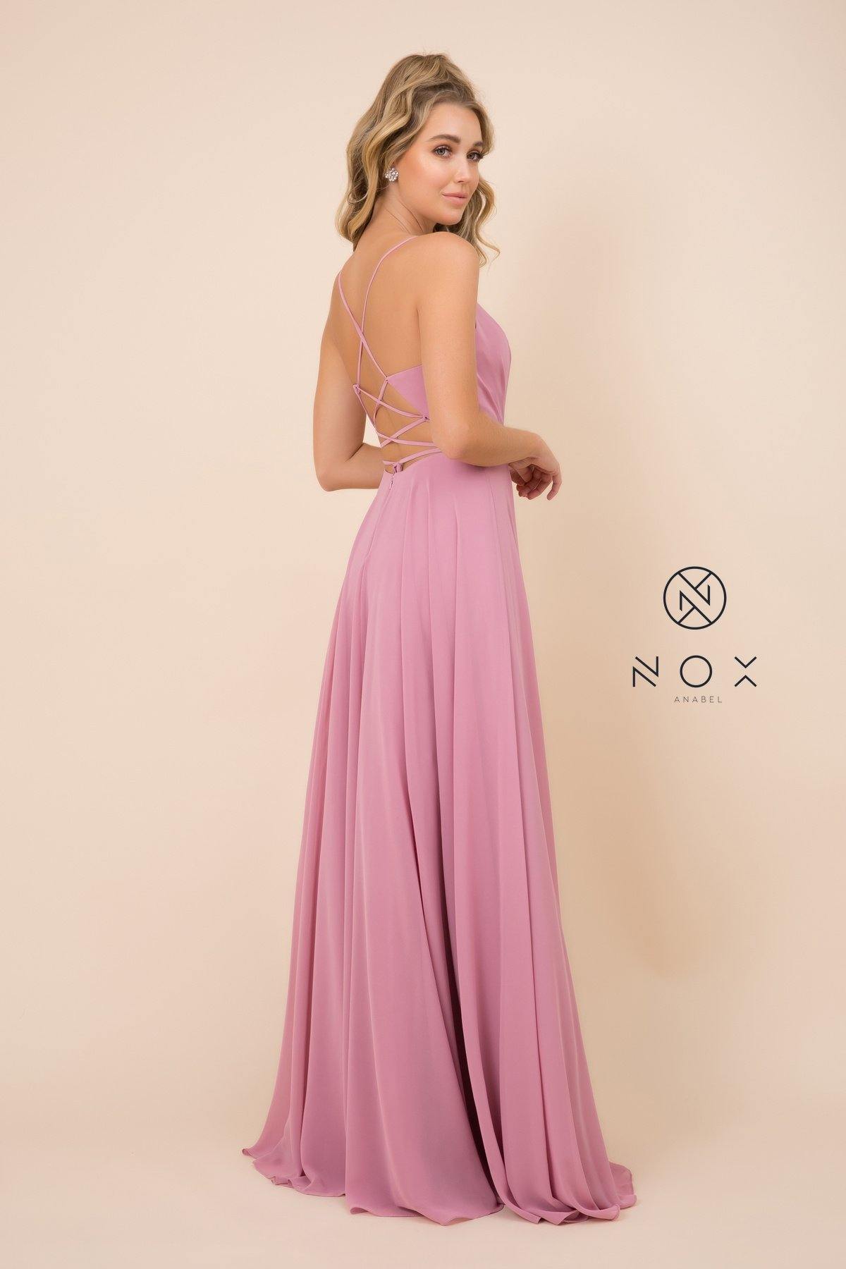 Long Deep V-Neck Dress Prom Dress - The Dress Outlet Nox Anabel