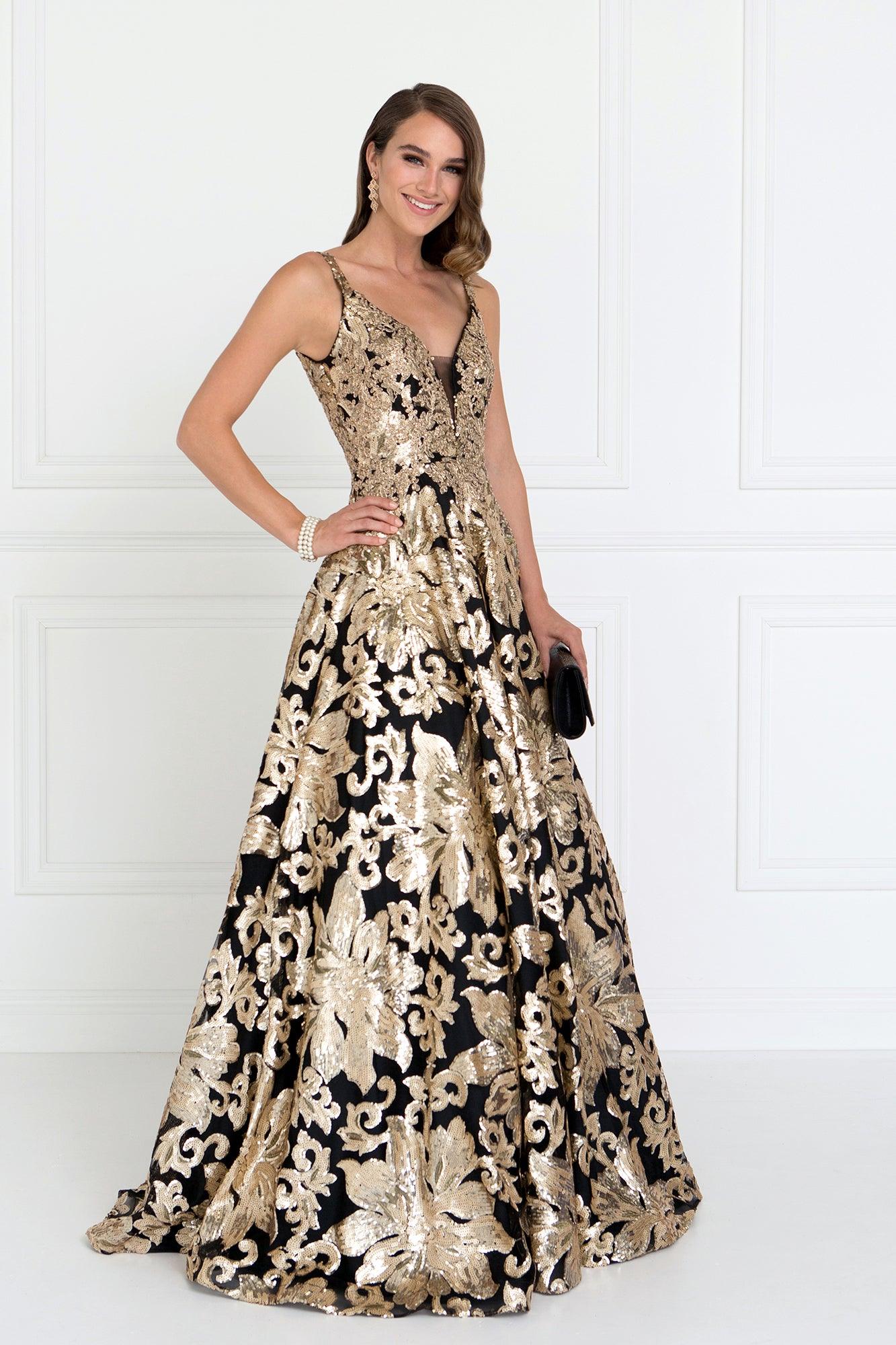 Black/Gold Prom Long Dress Evening Gown for $411.99 – The Dress Outlet