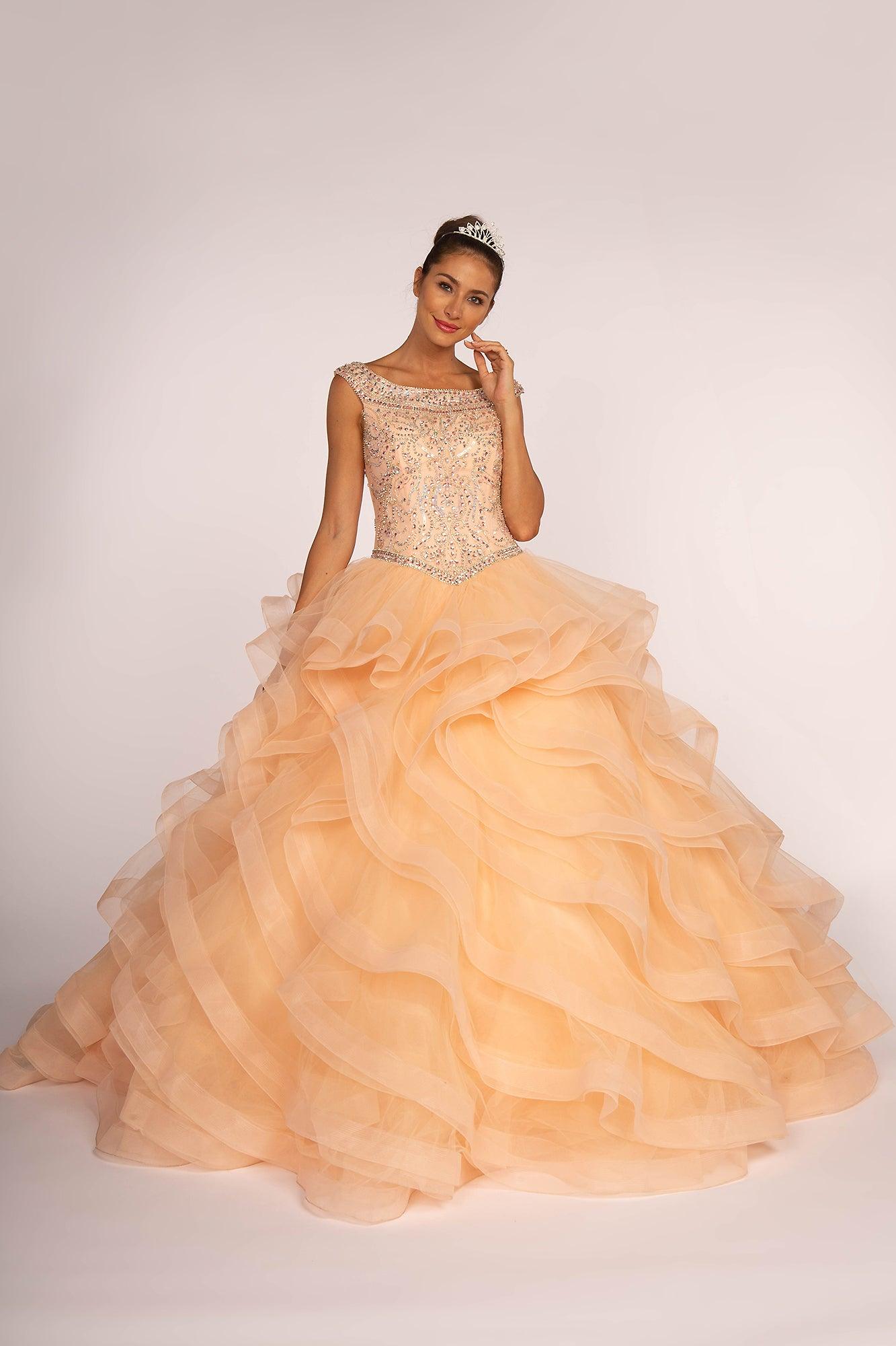 Long Embellished Quinceanera Dress - The Dress Outlet Elizabeth K