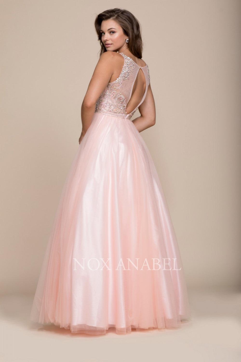 Long Evening Dress Formal Prom Gown Bashful Pink - The Dress Outlet Nox Anabel