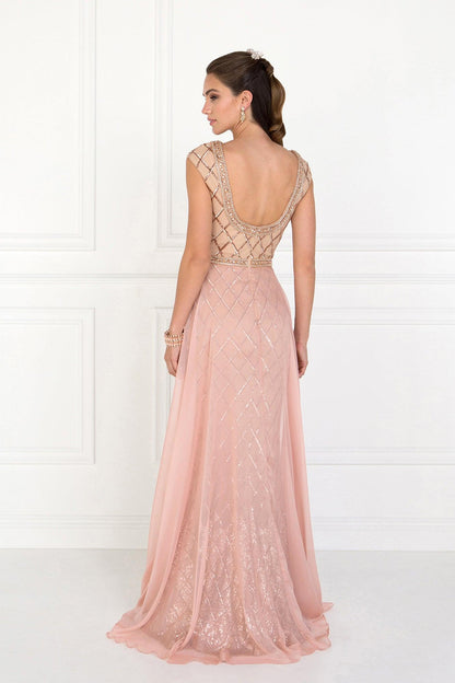 Long Evening Gown Prom Beaded Dress - The Dress Outlet Elizabeth K