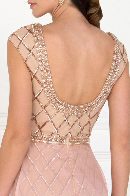 Long Evening Gown Prom Beaded Dress - The Dress Outlet Elizabeth K