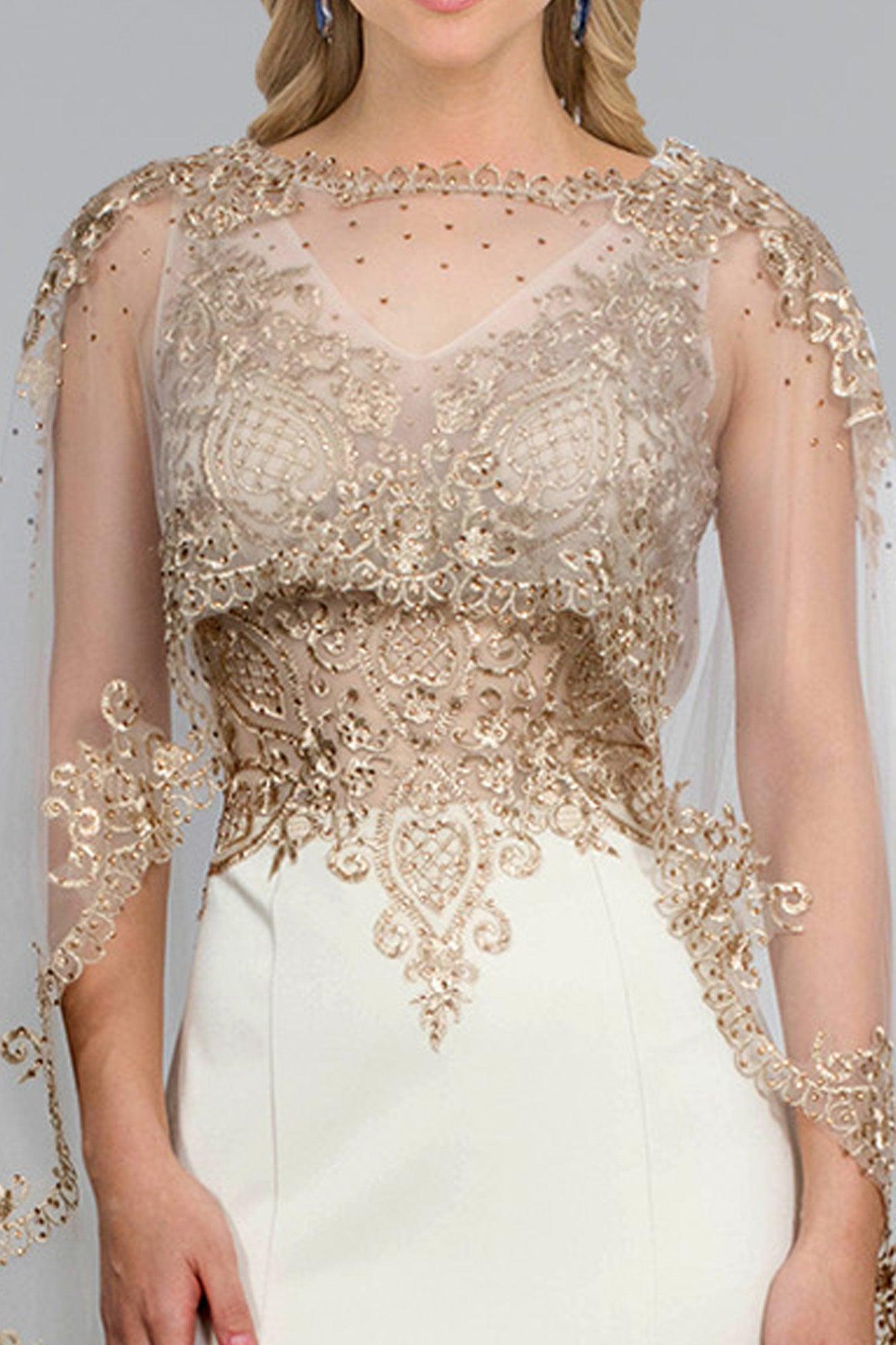 Long Evening Gown Prom Cape Dress
