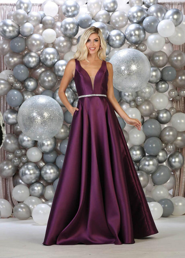 Long Evening Gown Prom Dress with Pockets