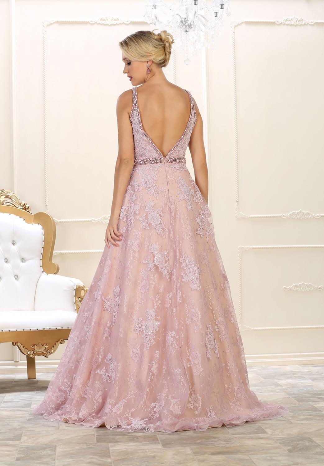 Long Evening Gown Prom Formal Couture Dress - The Dress Outlet May Queen