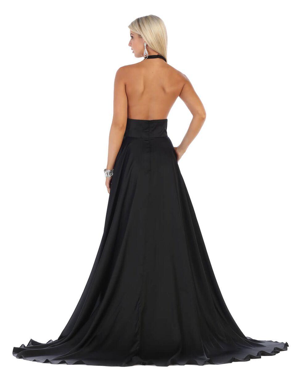 Long Evening Halter Satin Skirt Prom Dress - The Dress Outlet May Queen