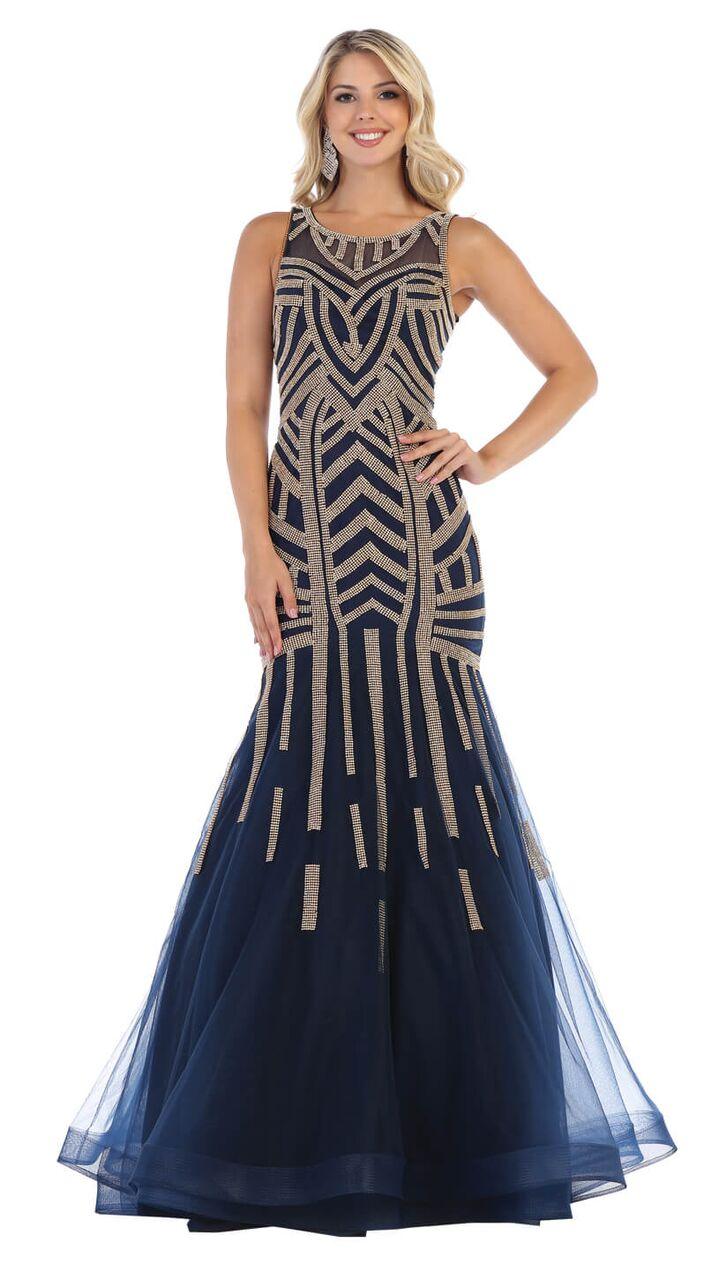 Long Evening Prom Dress Formal Mermaid Gown - The Dress Outlet May Queen