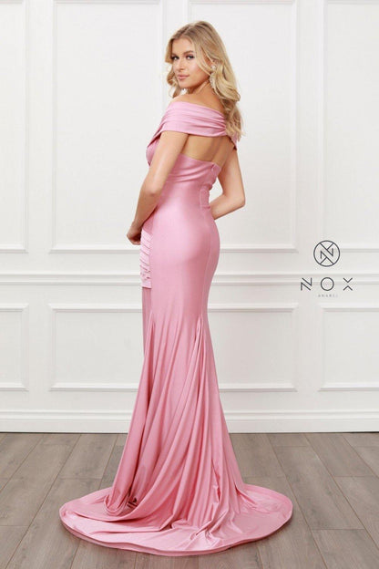 Long Fitted Formal Open Back Dress - The Dress Outlet