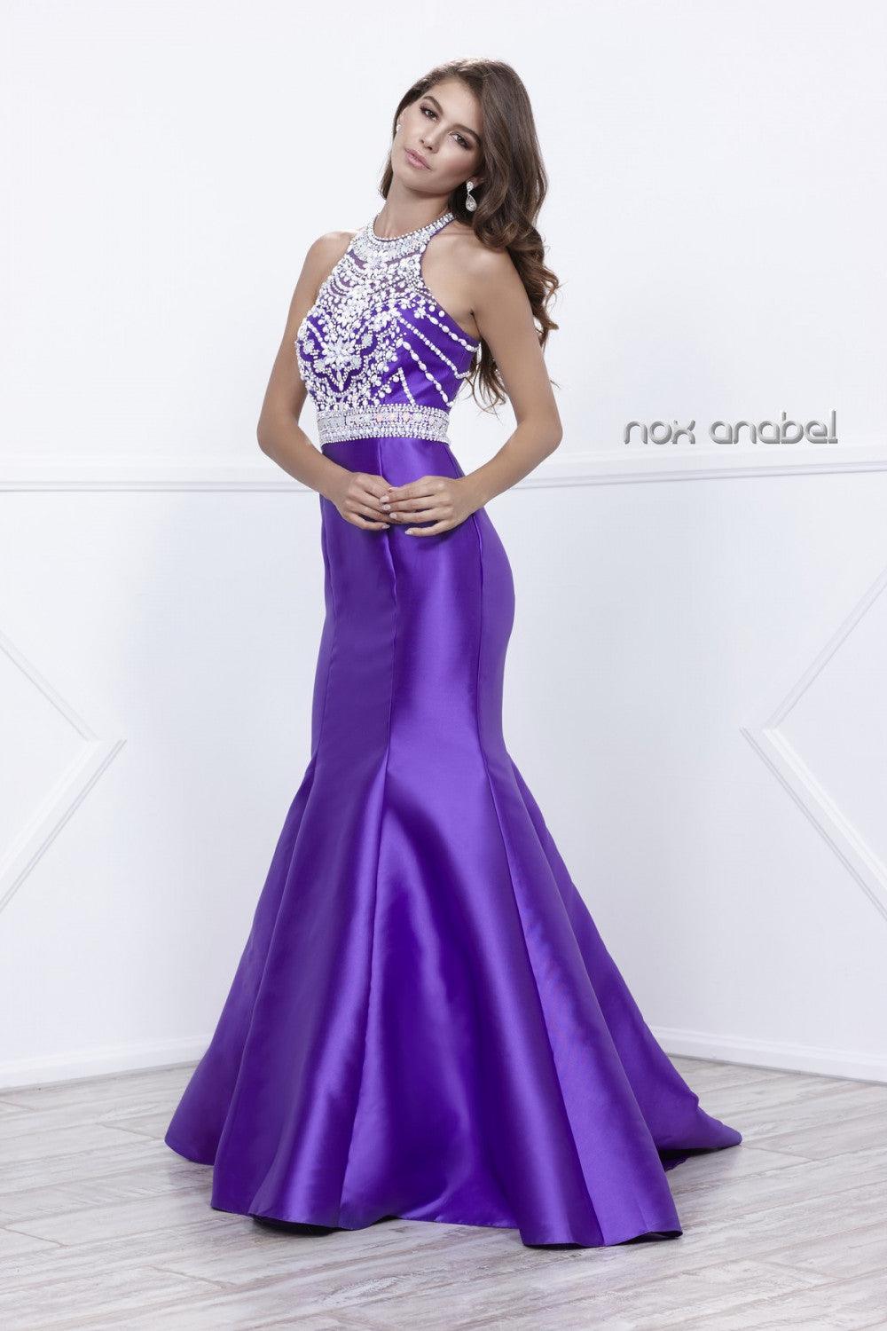 Long Fitted Formal Open Back Mermaid Prom Dress