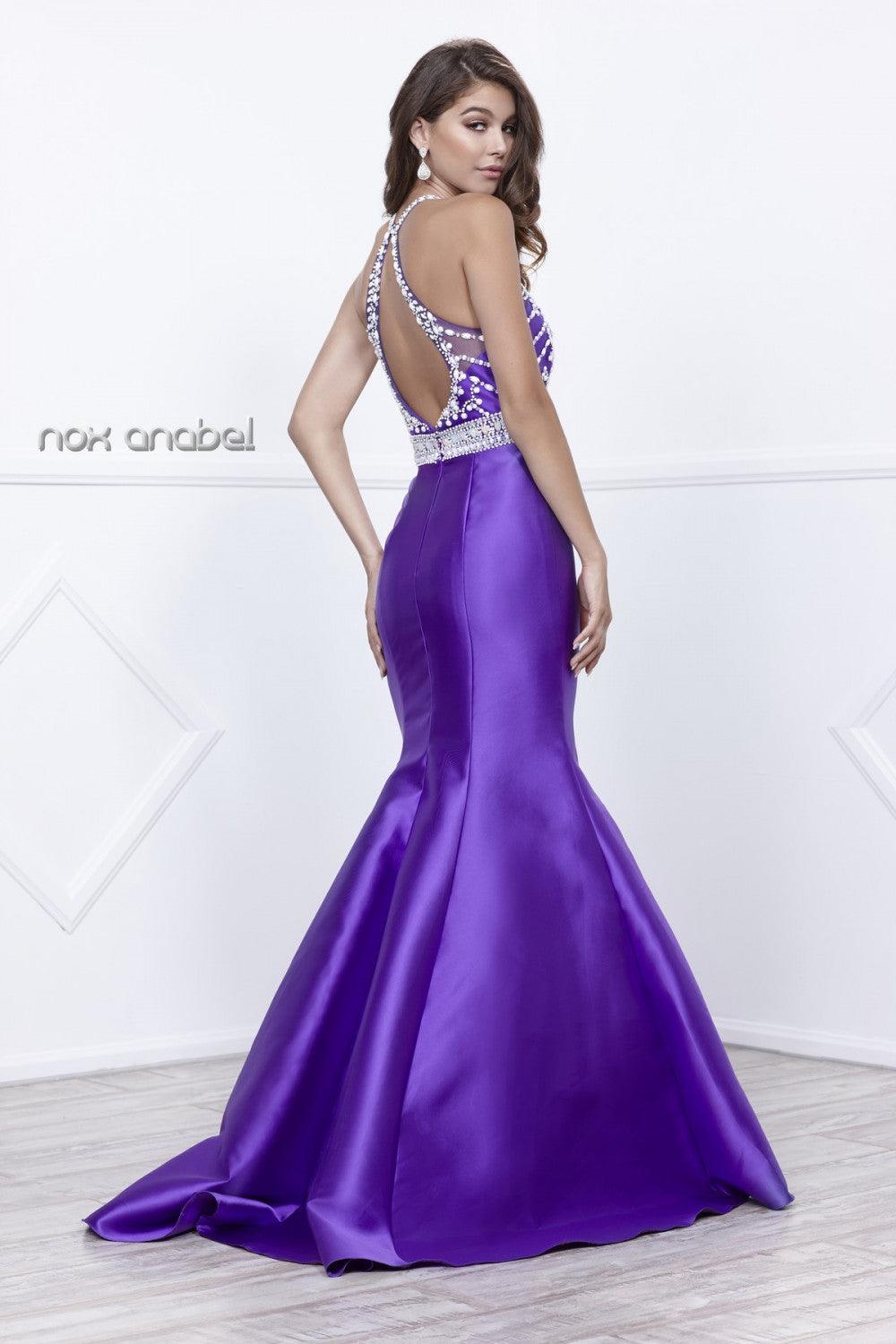 Long Fitted Formal Open Back Mermaid Prom Dress