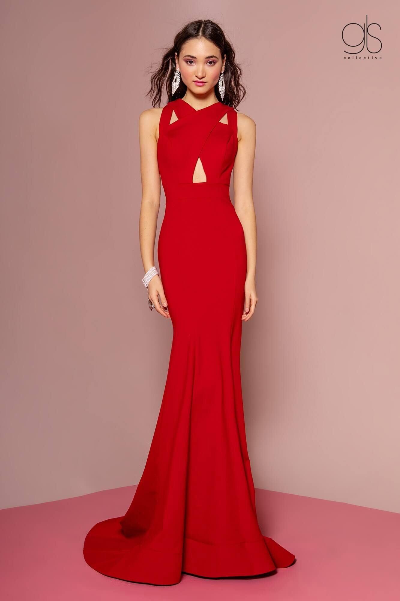 Long Fitted Keyhole Formal Evening Prom Dress