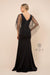 Long Fitted V-Neck Formal Dress with Beaded Cape Prom - The Dress Outlet Nox Anabel