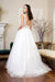 Long Floral Cap Sleeve Glitter Mesh Wedding Gown - The Dress Outlet