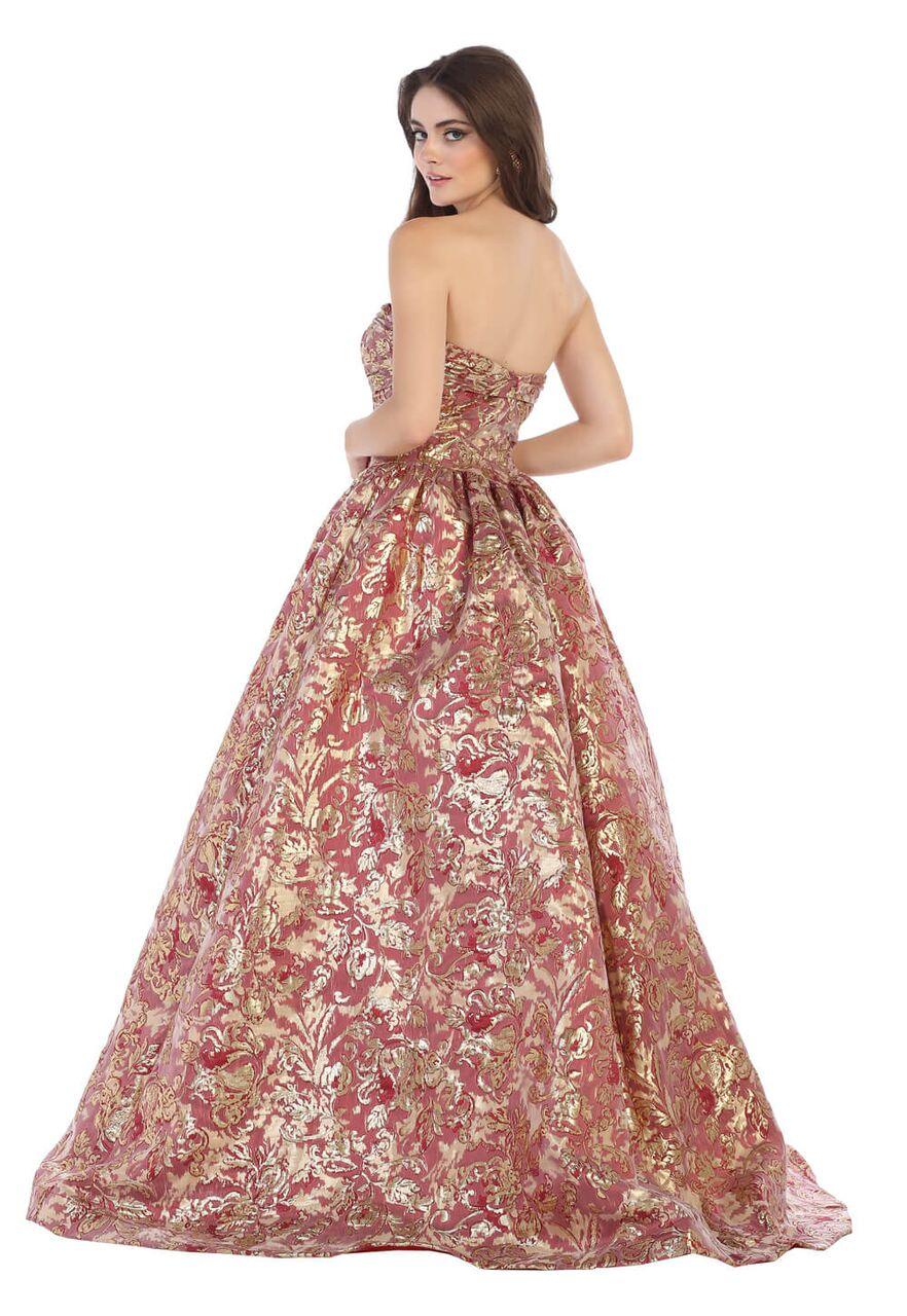 Long Floral Formal Prom Evening Ball Gown - The Dress Outlet May Queen