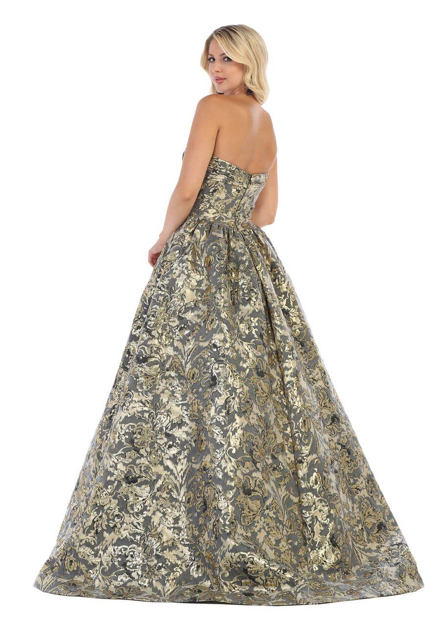 Long Floral Formal Prom Evening Ball Gown - The Dress Outlet May Queen