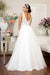 Long Floral Glitter Mesh Wedding Gown - The Dress Outlet