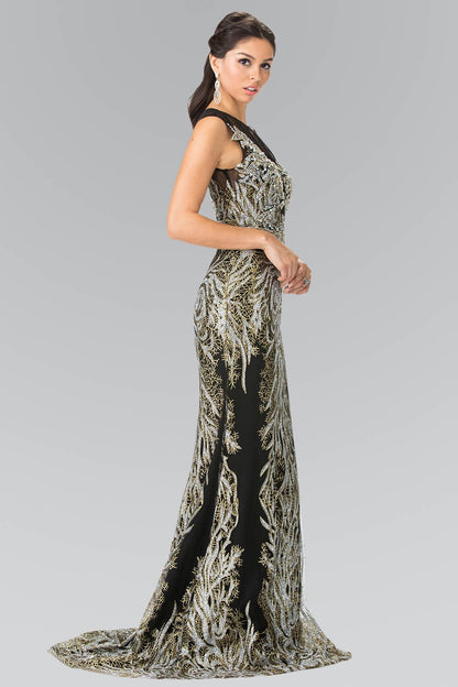 Long Formal Beaded Bodice Evening Prom Dress - The Dress Outlet Elizabeth K