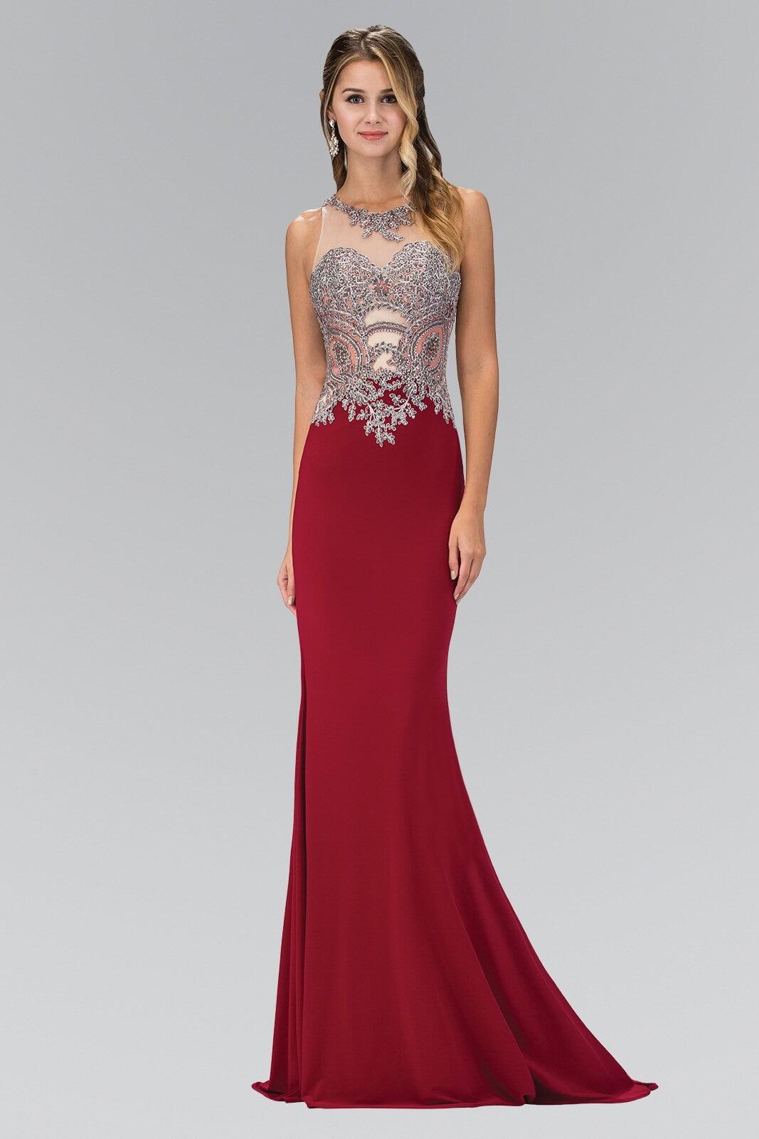 Navy Long Formal Beaded Evening Prom Dress