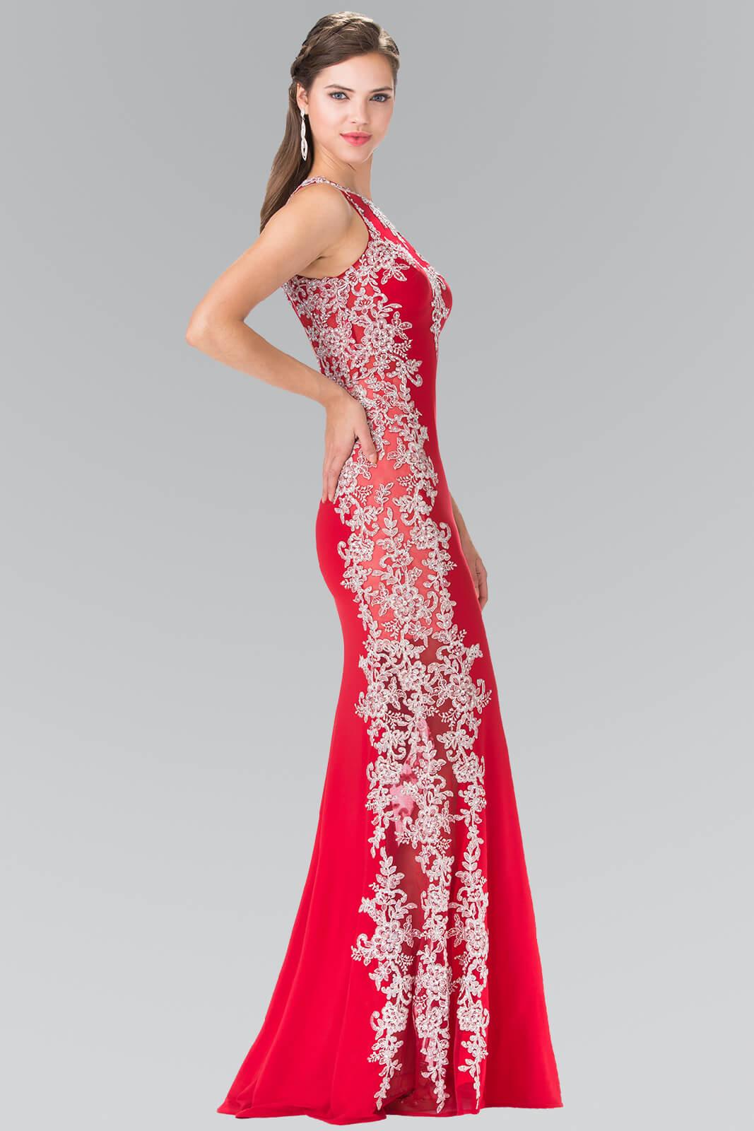 Red Long Formal Fitted Prom Dress Evening Gown