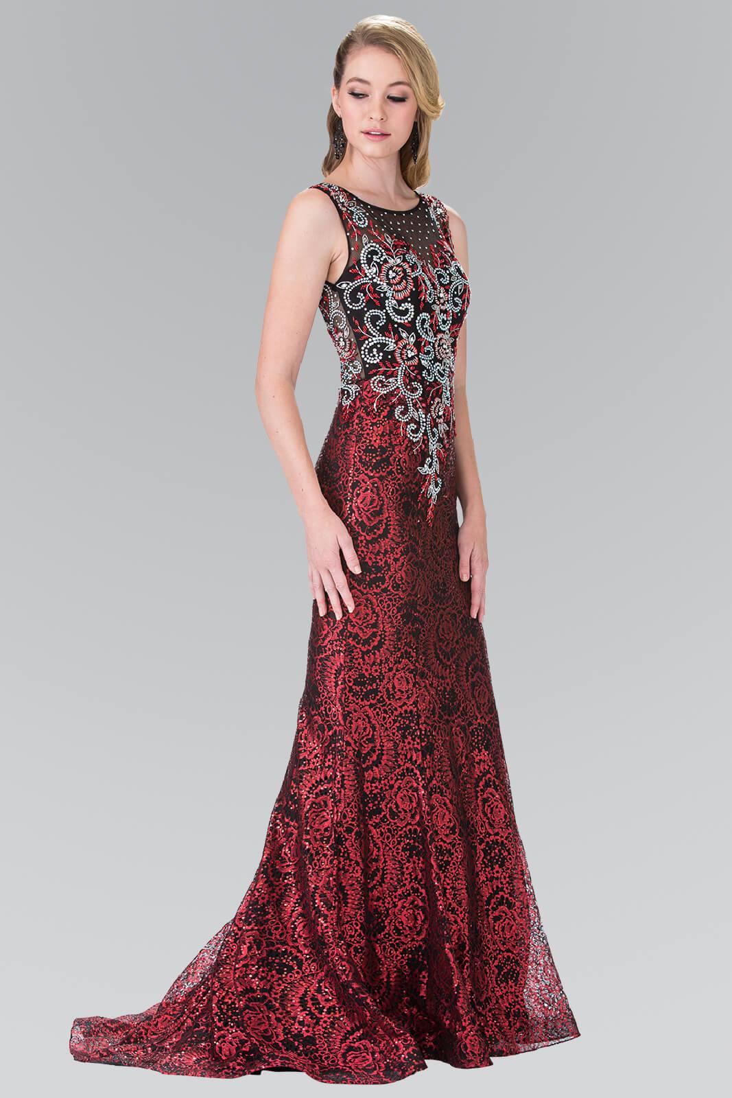 Long Formal Beaded Sleeveless Evening Prom Dress - The Dress Outlet Elizabeth K