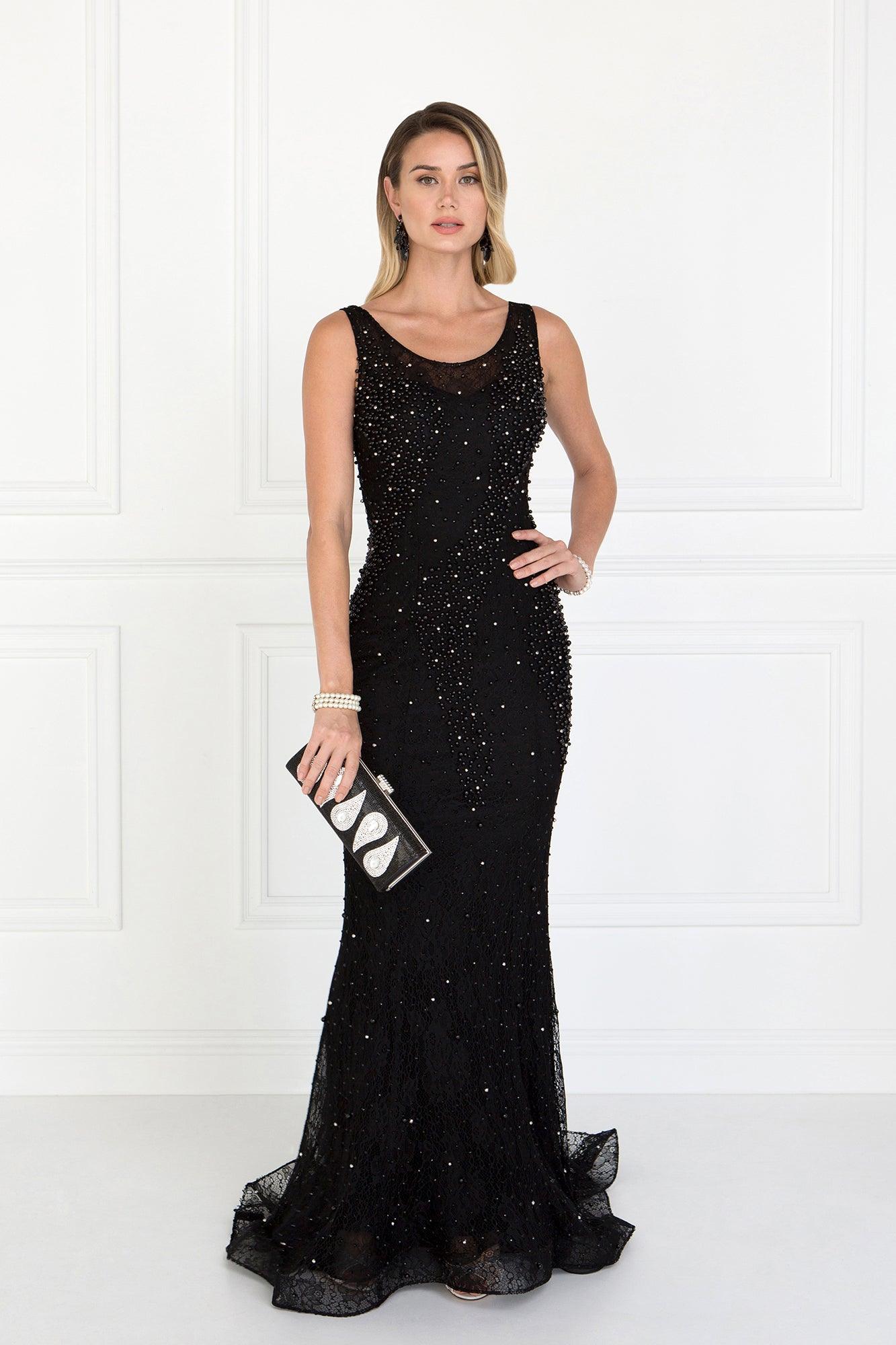 Long Formal Black Lace Mermaid Prom Dress - The Dress Outlet Elizabeth K