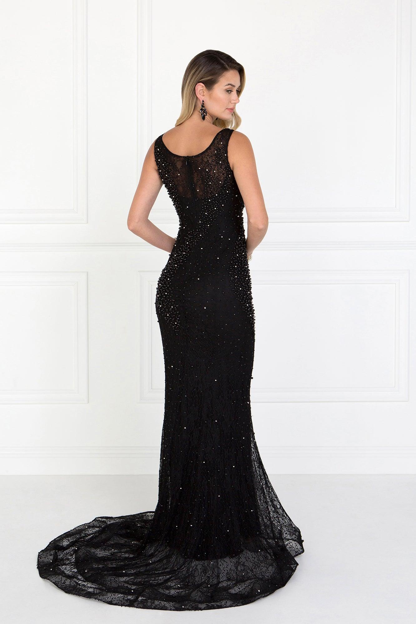 Long Formal Black Lace Mermaid Prom Dress - The Dress Outlet Elizabeth K