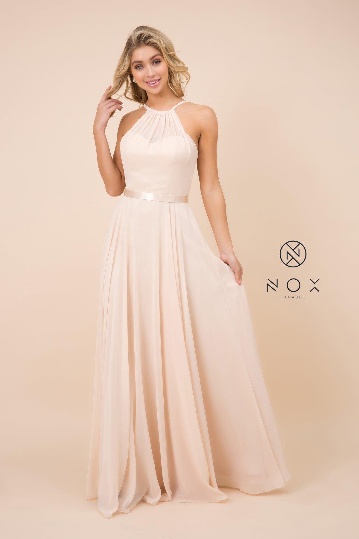 Long Formal Bridesmaid Prom Dress Champagne