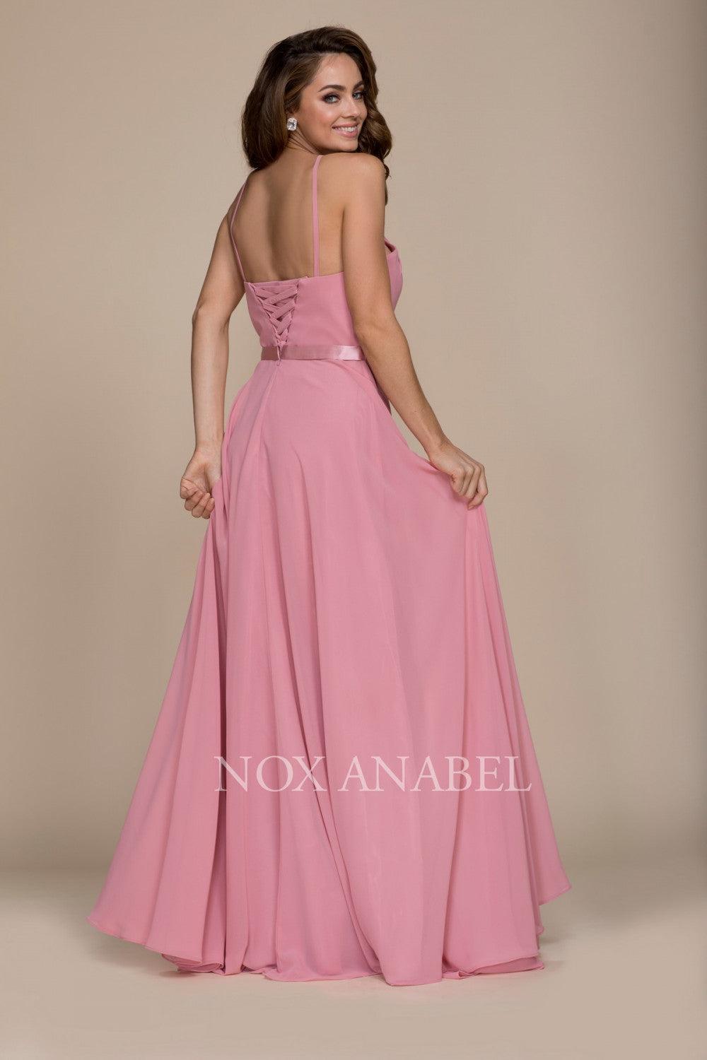 Long Formal Bridesmaid Prom Dress Rose