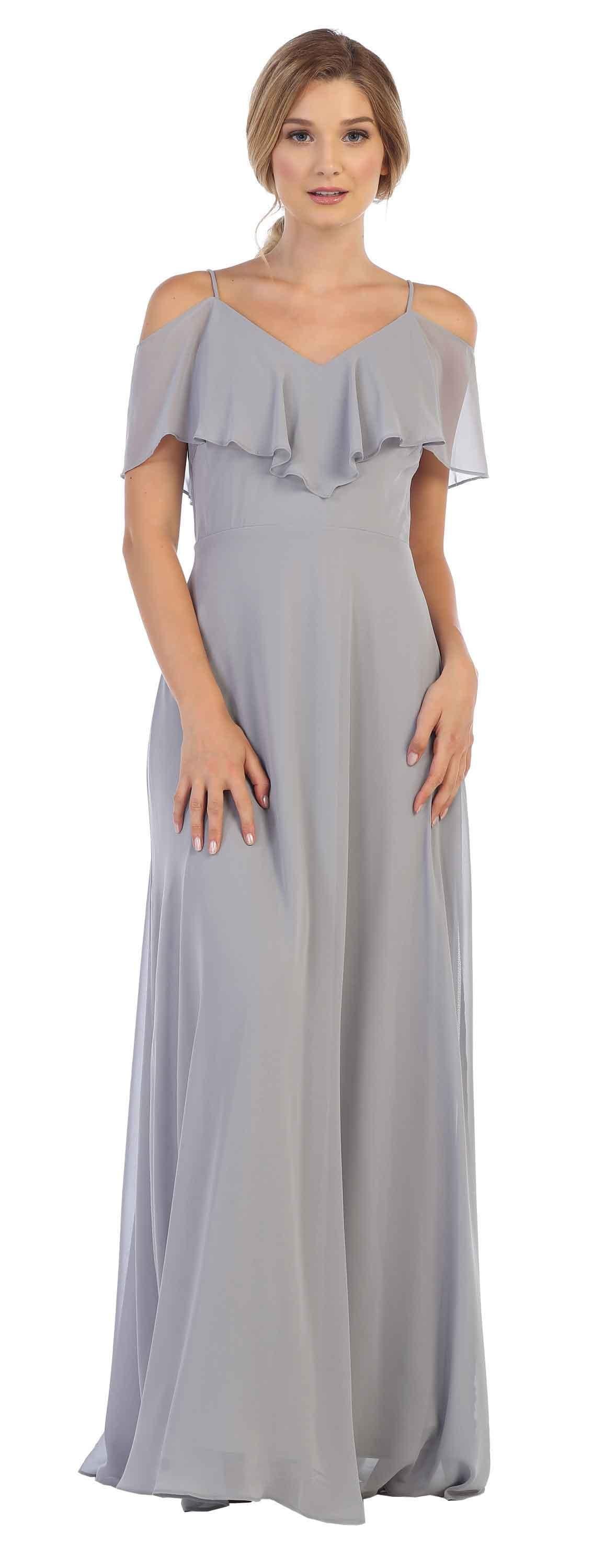 Long Formal Bridesmaids Off Shoulder Prom Dress - The Dress Outlet Eva Fashion