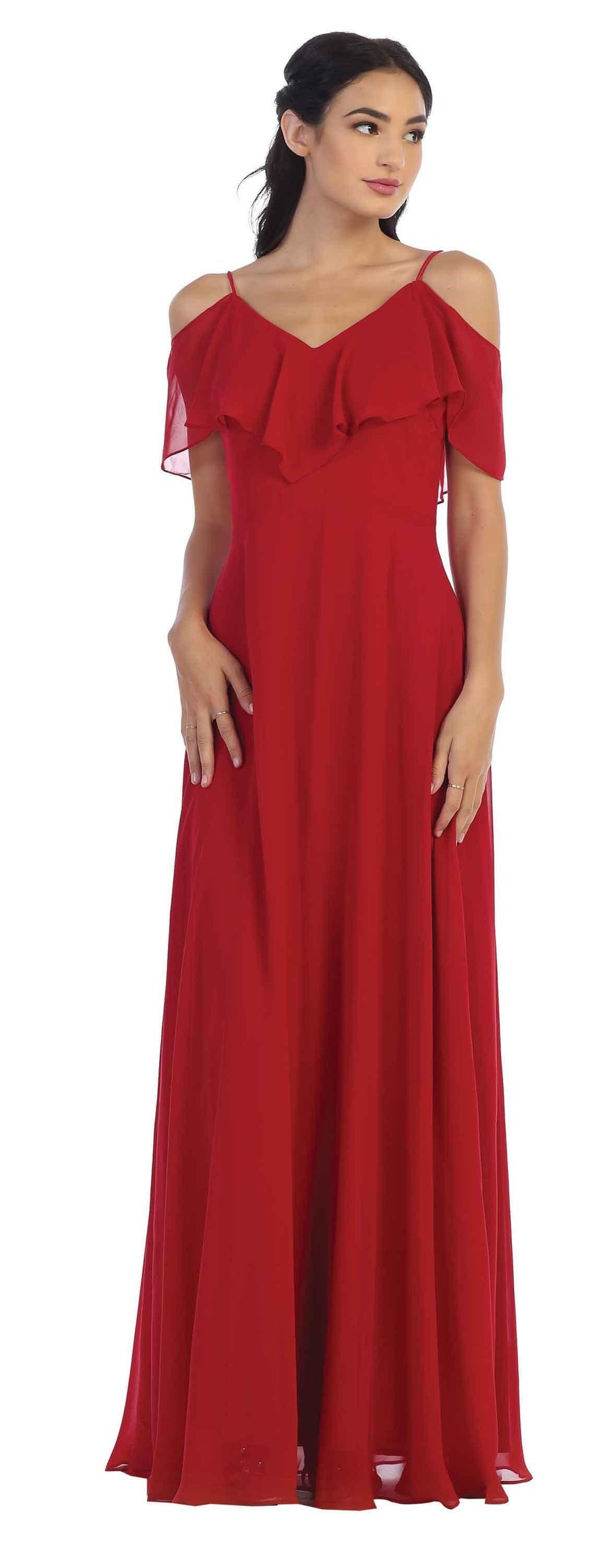 Burgundy Long Off Shoulder Formal Bridesmaids Chiffon Dress Sale │ The ...